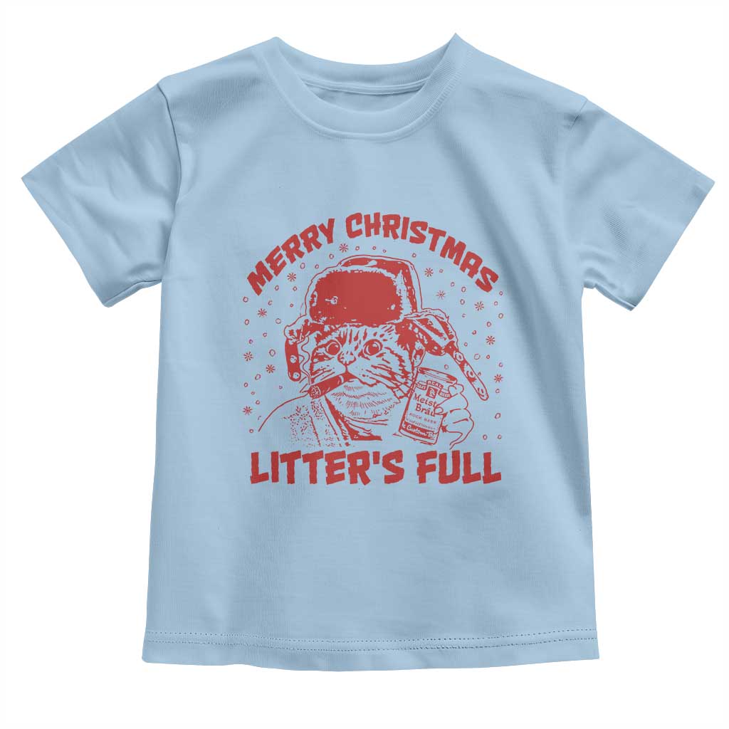 Litters Full Toddler T Shirt Funny Cat Christmas Vacation TS10 Light Blue Print Your Wear