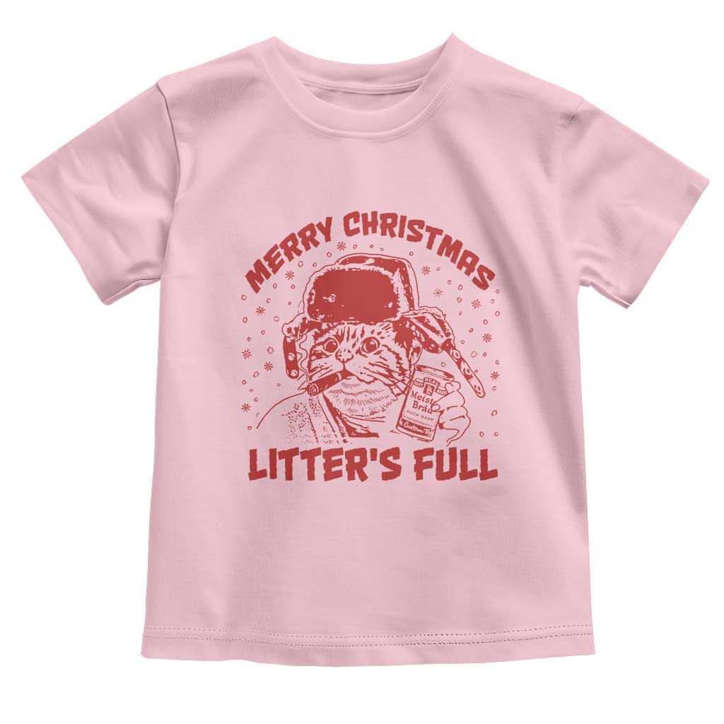 Litters Full Toddler T Shirt Funny Cat Christmas Vacation TS10 Light Pink Print Your Wear