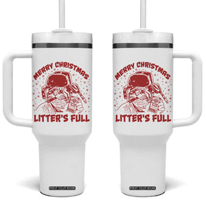 Litters Full Tumbler With Handle Funny Cat Christmas Vacation TS10 One Size: 40 oz White Print Your Wear