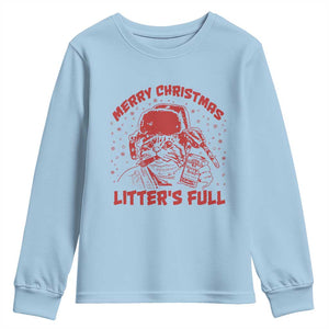 Litters Full Youth Sweatshirt Funny Cat Christmas Vacation TS10 Light Blue Print Your Wear