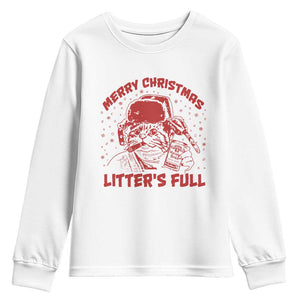 Litters Full Youth Sweatshirt Funny Cat Christmas Vacation TS10 White Print Your Wear