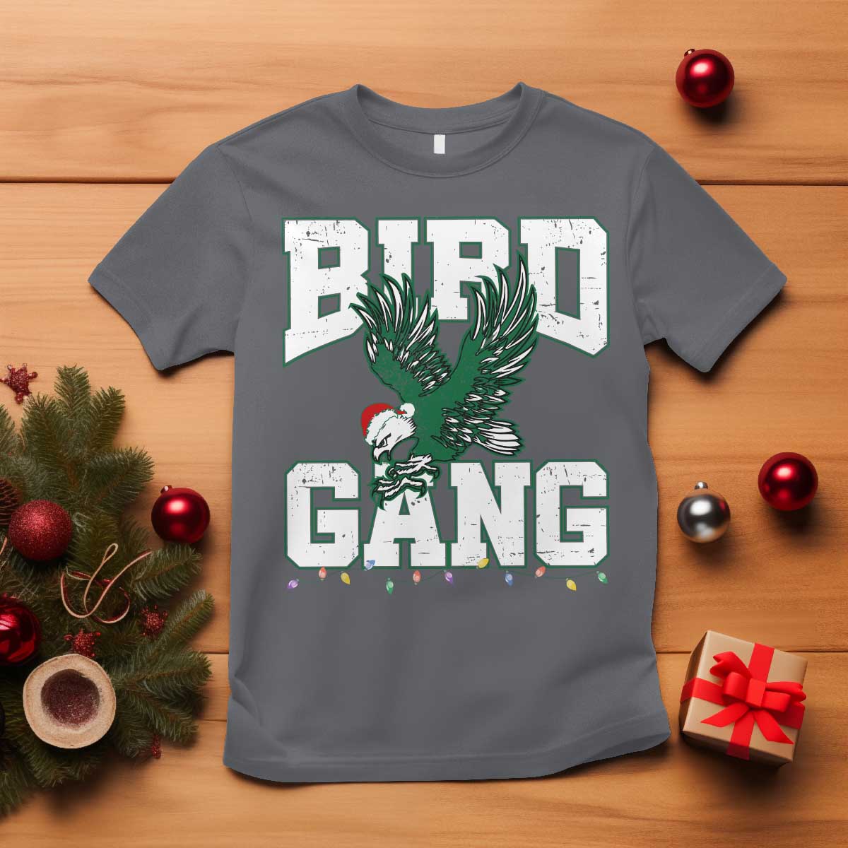 PFE Bird Gang Christmas T Shirt Philly Lover Santa Bird TS10 Charcoal Print Your Wear