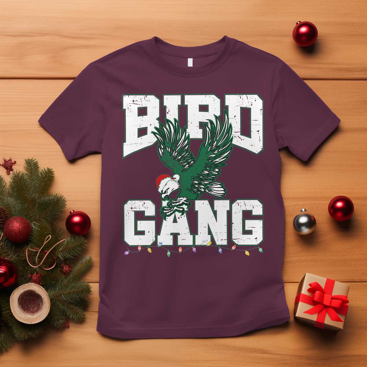 PFE Bird Gang Christmas T Shirt Philly Lover Santa Bird TS10 Maroon Print Your Wear