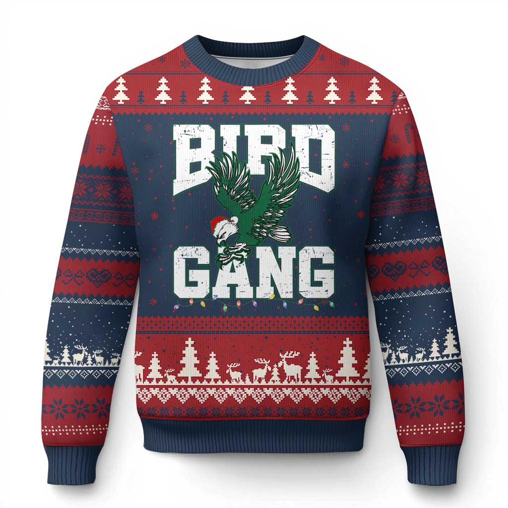 PFE Bird Gang Christmas Ugly Christmas Sweater Philly Lover Santa Bird TS10 Navy Red Print Your Wear