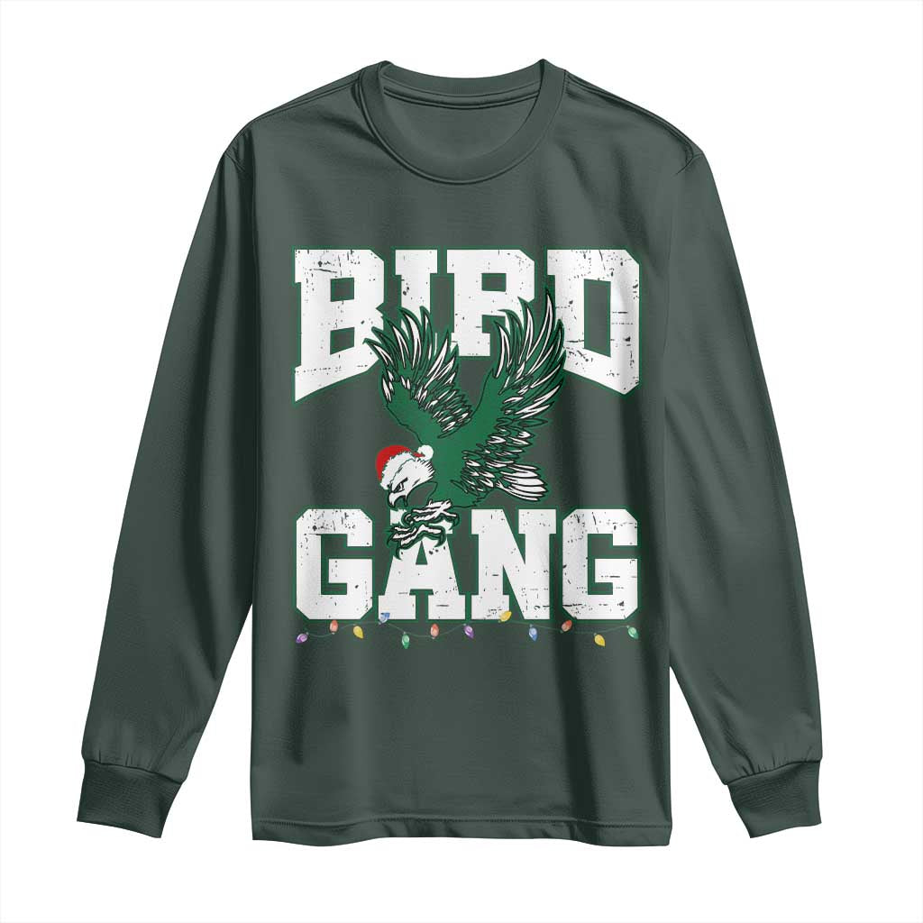 PFE Bird Gang Christmas Long Sleeve Shirt Philly Lover Santa Bird TS10 Dark Forest Green Print Your Wear