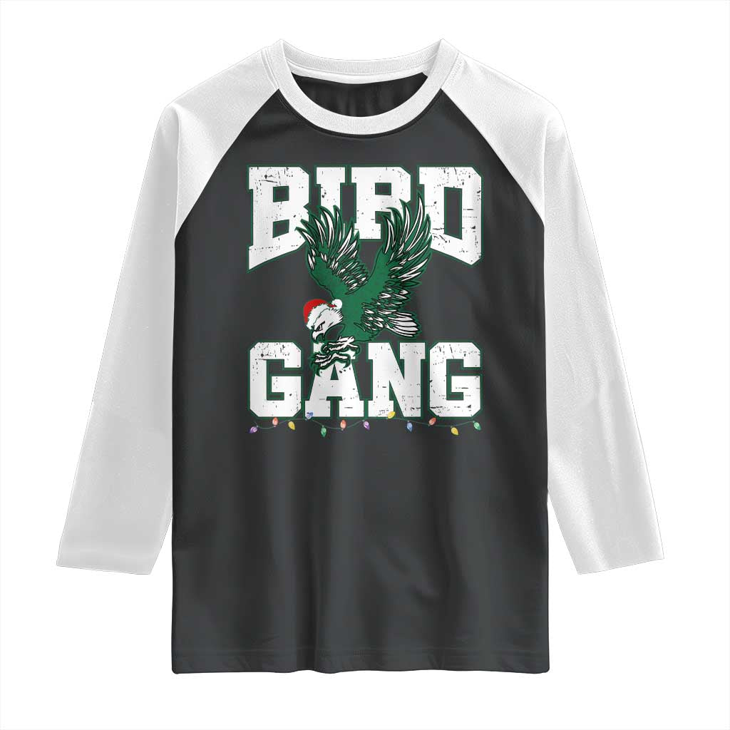 PFE Bird Gang Christmas Raglan Shirt Philly Lover Santa Bird TS10 Black White Print Your Wear