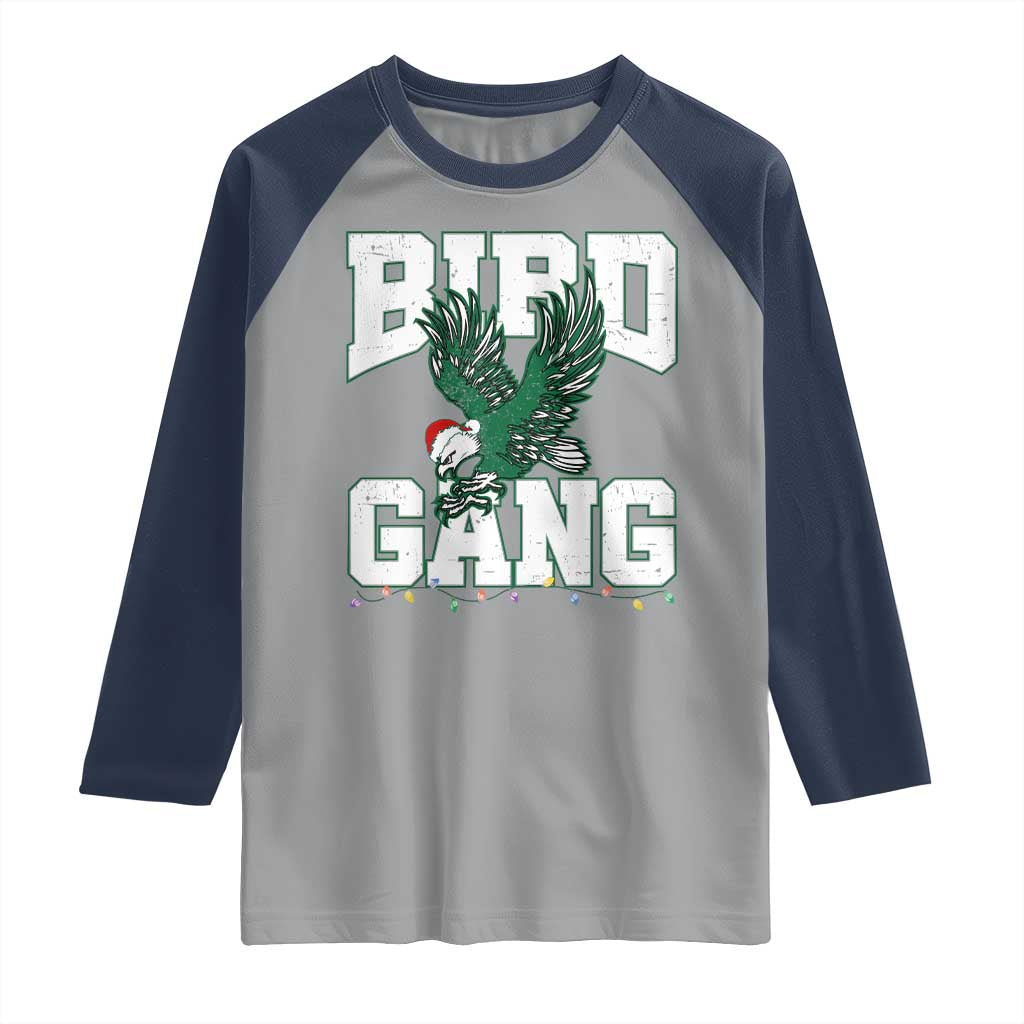 PFE Bird Gang Christmas Raglan Shirt Philly Lover Santa Bird TS10 Sport Gray Navy Print Your Wear