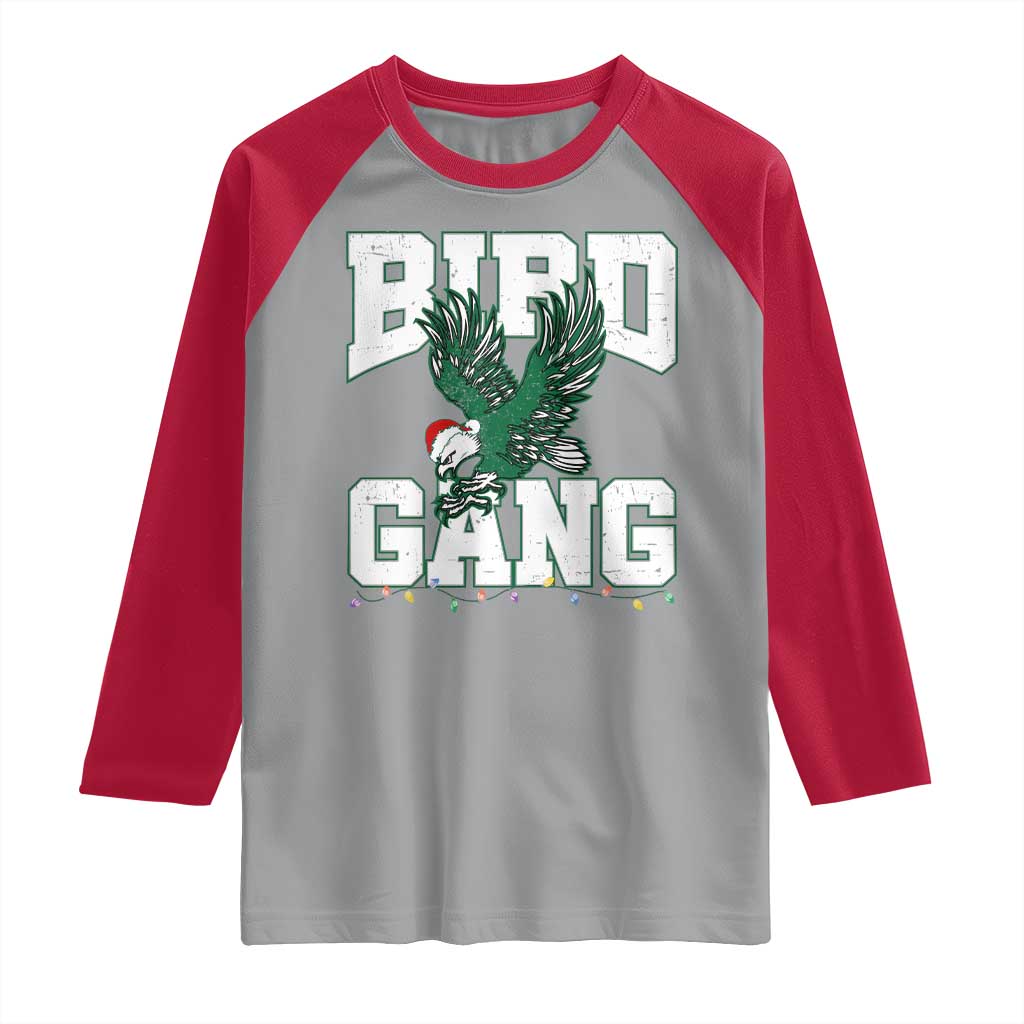 PFE Bird Gang Christmas Raglan Shirt Philly Lover Santa Bird TS10 Sport Gray Red Print Your Wear