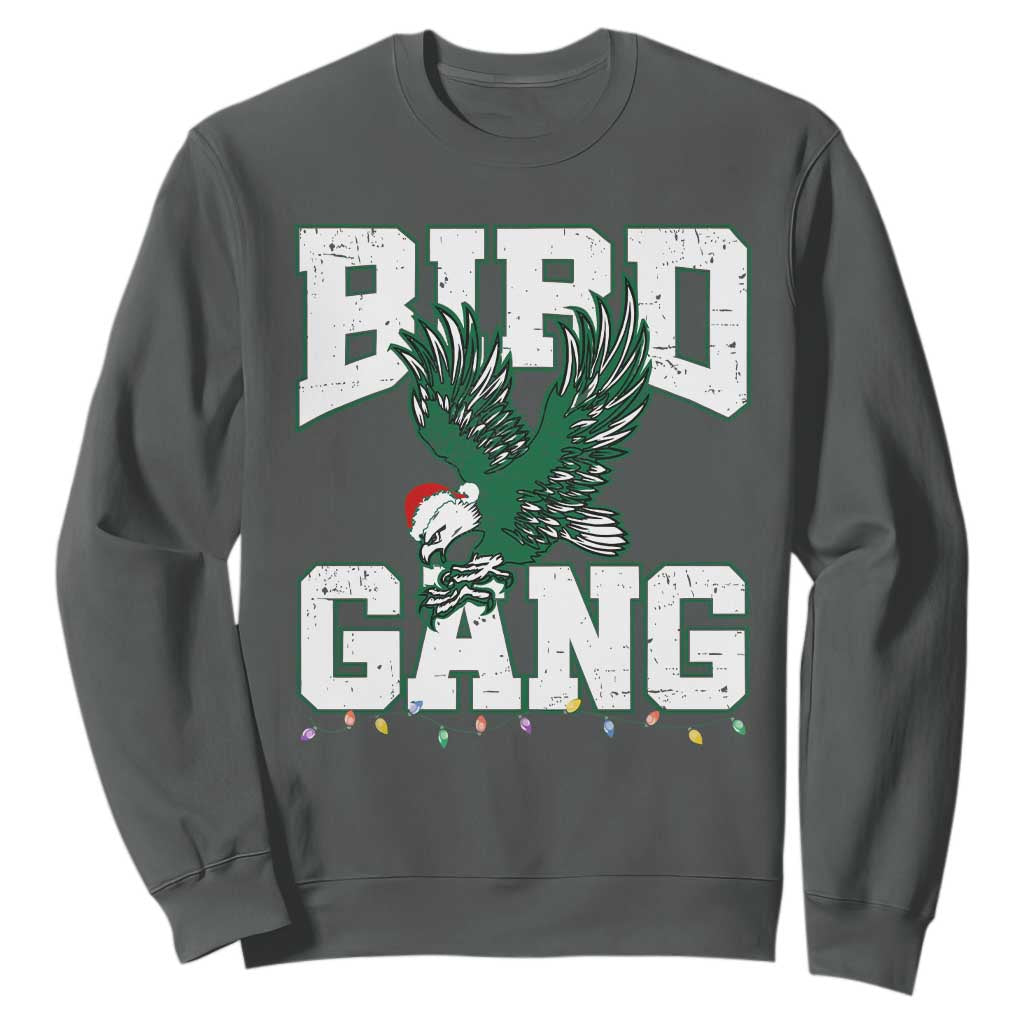 Philadelphia Bird Gang Christmas Sweatshirt Philly Fan Santa Eagle TS10 Dark Heather Print Your Wear