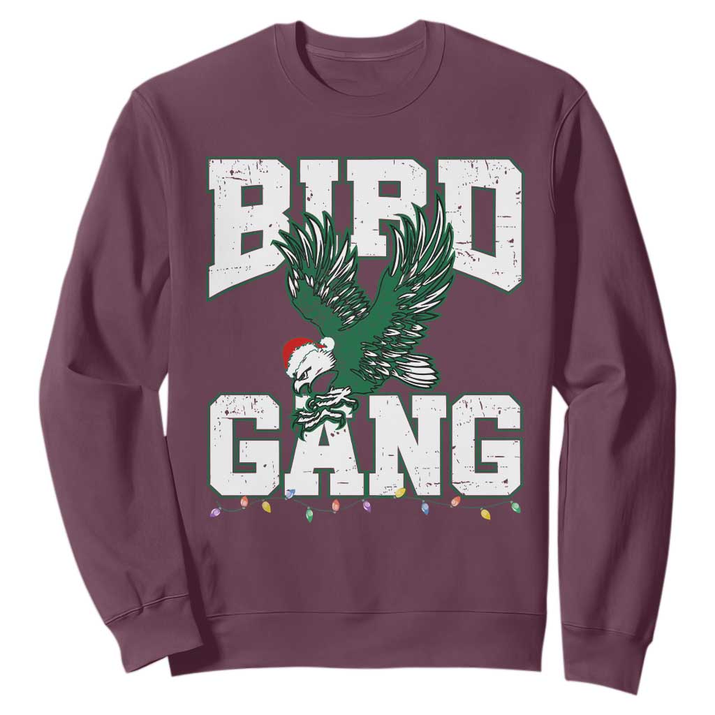 Philadelphia Bird Gang Christmas Sweatshirt Philly Fan Santa Eagle TS10 Maroon Print Your Wear