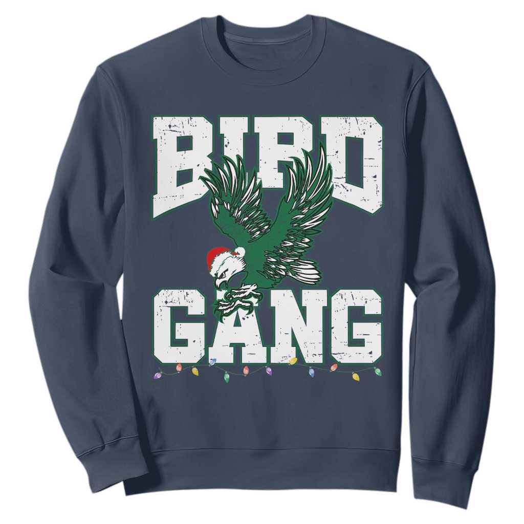Philadelphia Bird Gang Christmas Sweatshirt Philly Fan Santa Eagle TS10 Navy Print Your Wear