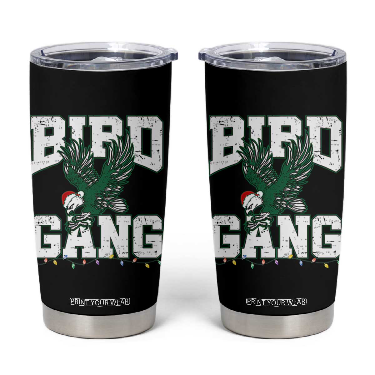 Philadelphia Bird Gang Christmas Tumbler Cup Philly Fan Santa Eagle TS10 Black Print Your Wear