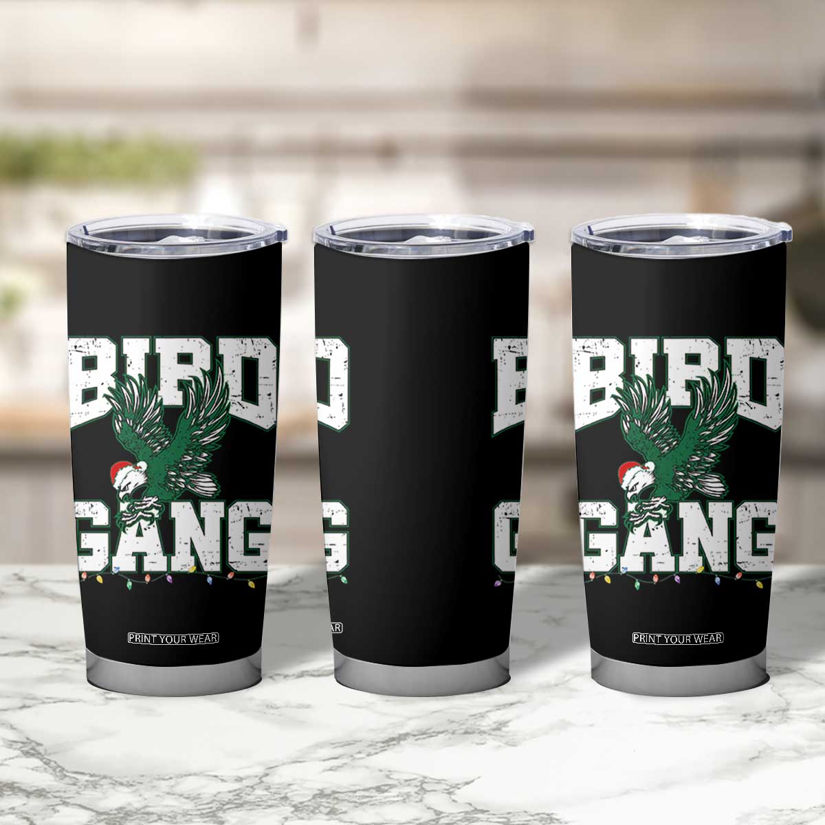 Philadelphia Bird Gang Christmas Tumbler Cup Philly Fan Santa Eagle TS10 Print Your Wear