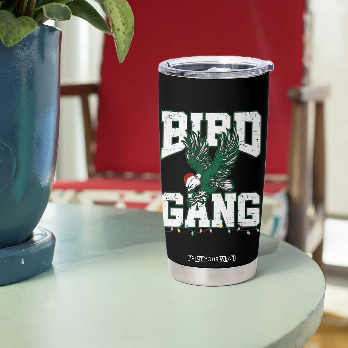 Philadelphia Bird Gang Christmas Tumbler Cup Philly Fan Santa Eagle TS10 Print Your Wear