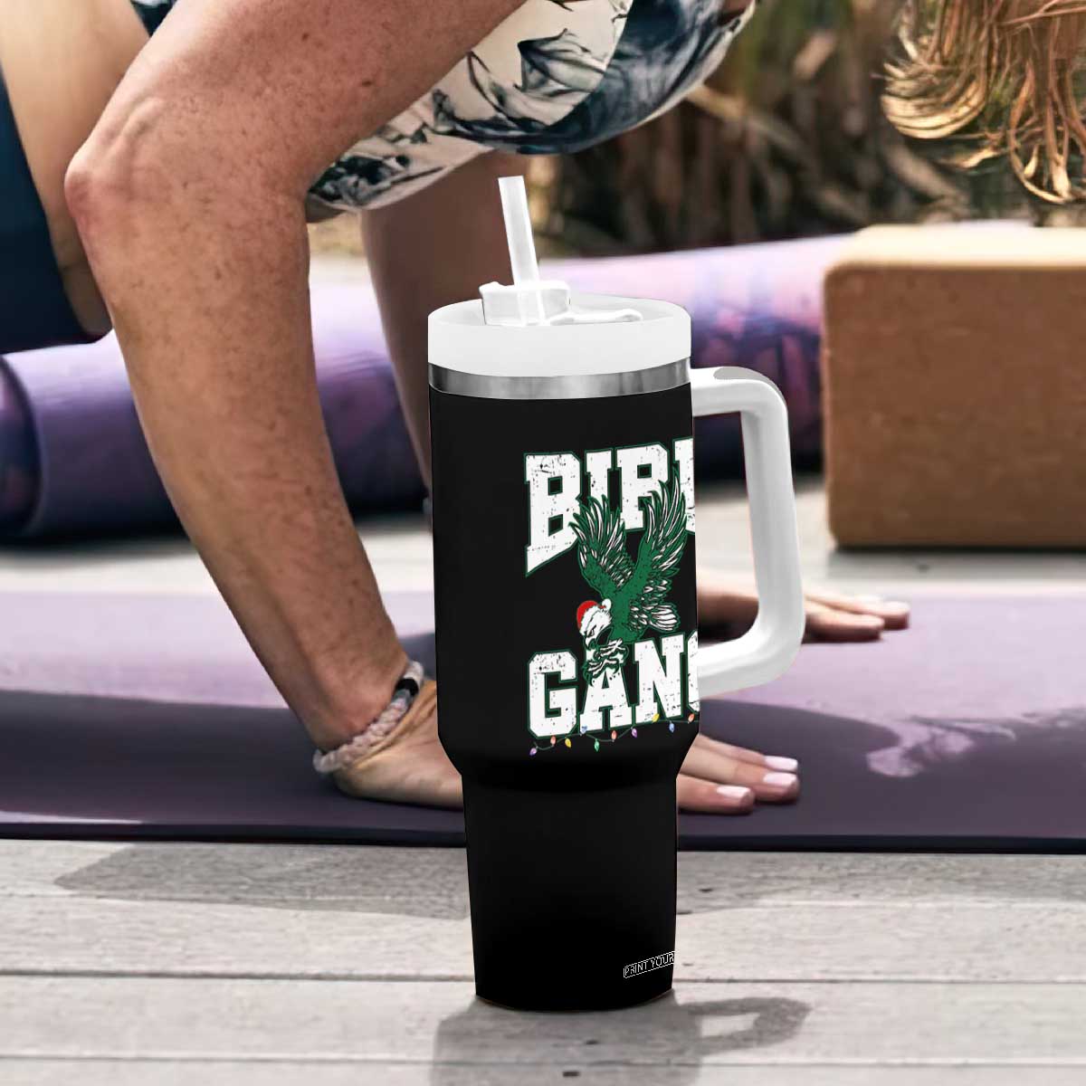 PFE Bird Gang Christmas Tumbler With Handle Philly Lover Santa Bird TS10 Print Your Wear