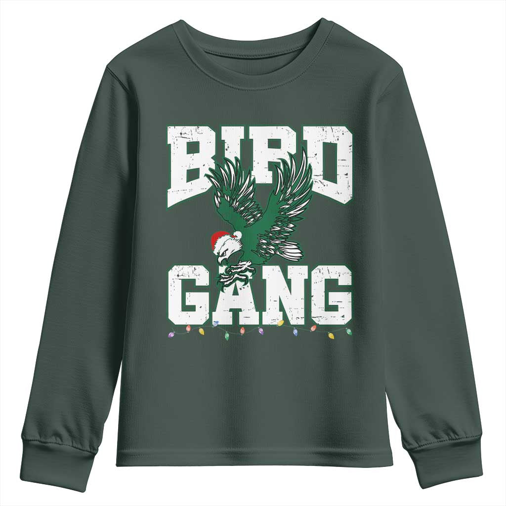 PFE Bird Gang Christmas Youth Sweatshirt Philly Lover Santa Bird TS10 Dark Forest Green Print Your Wear