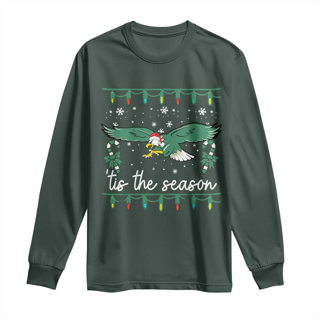 Christmas Philly Lover Long Sleeve Shirt Tis The Season Football Lovers EF TS10 Dark Forest Green Print Your Wear