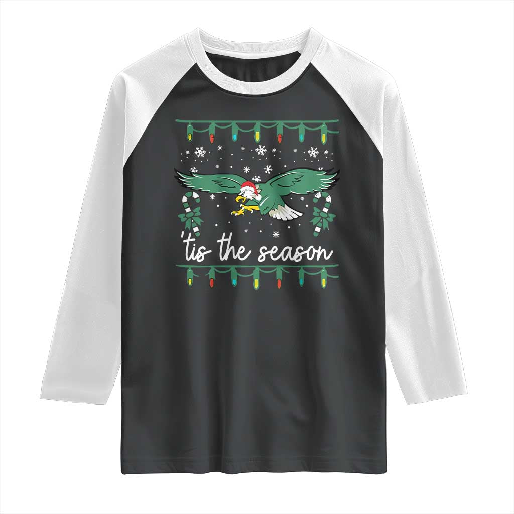 Christmas Philly Lover Raglan Shirt Tis The Season Football Lovers EF TS10 Black White Print Your Wear