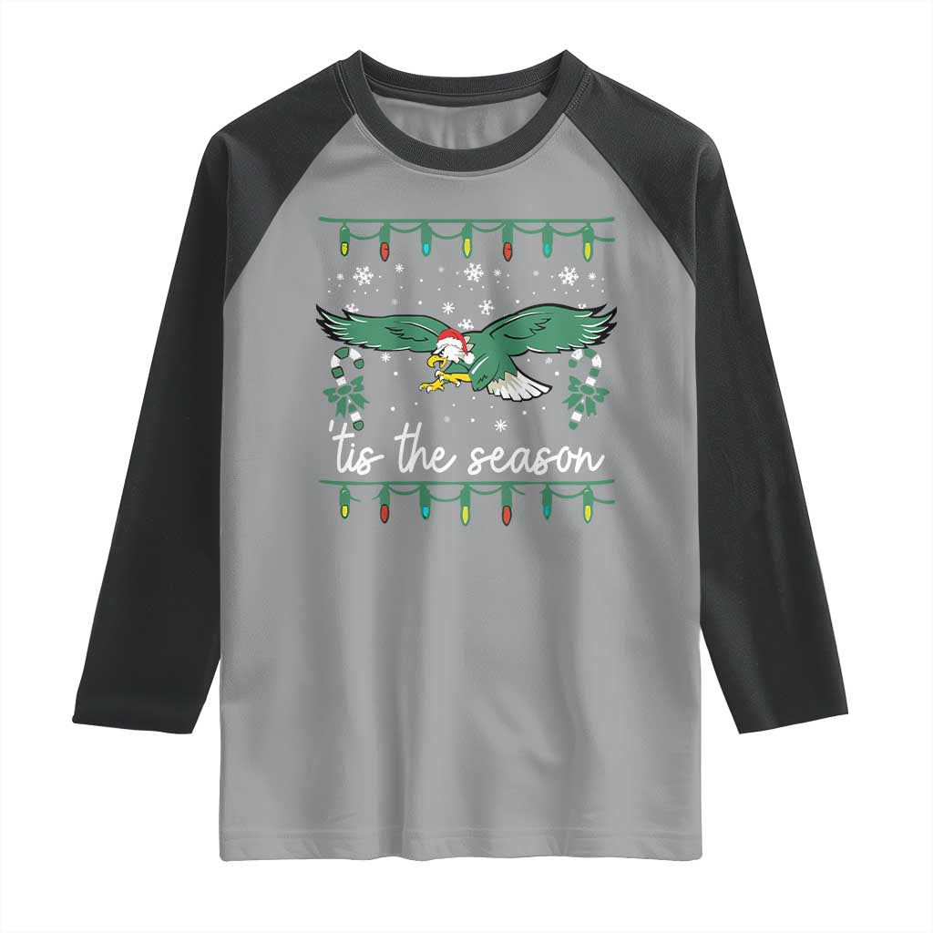 Christmas Philly Lover Raglan Shirt Tis The Season Football Lovers EF TS10 Sport Gray Black Print Your Wear