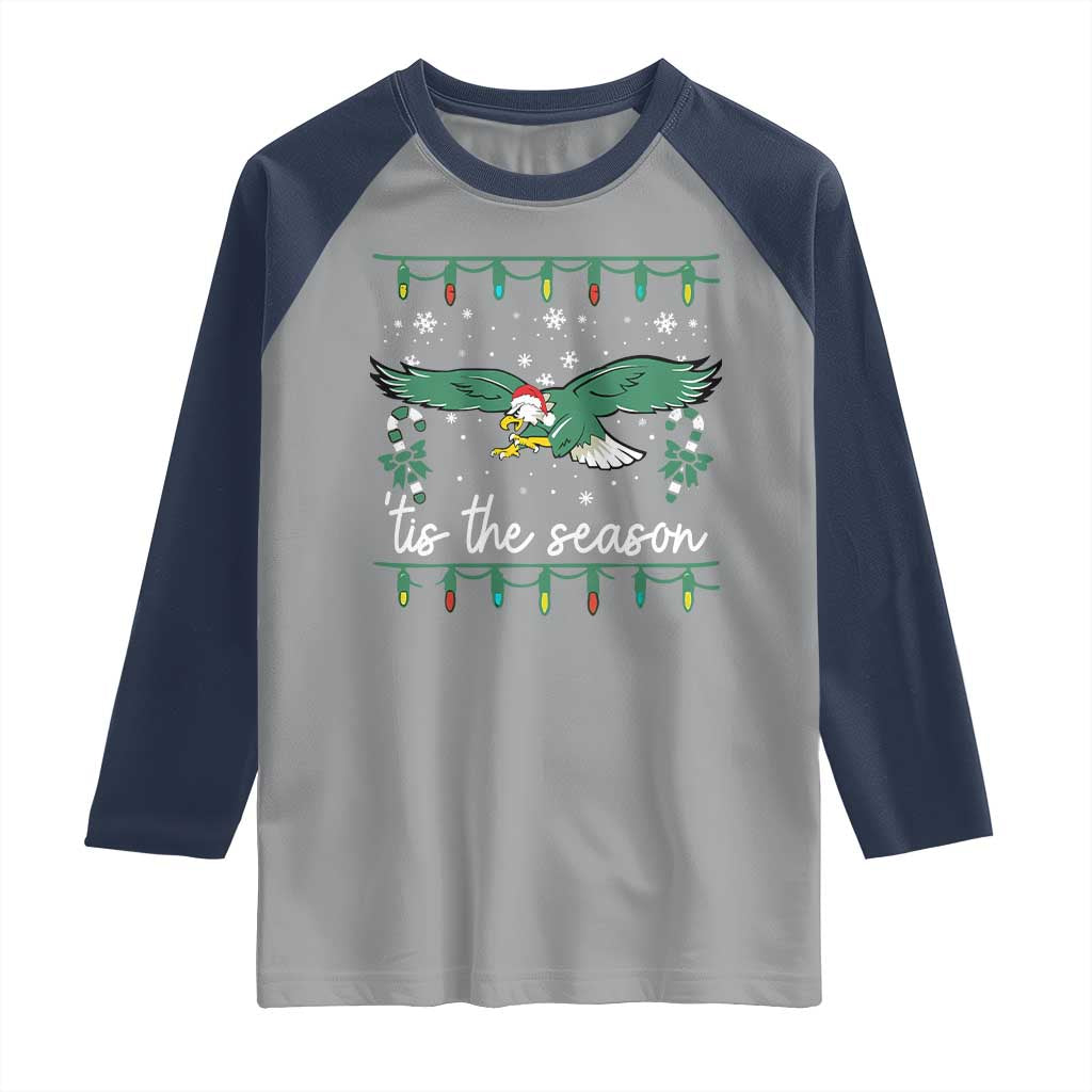 Christmas Philly Lover Raglan Shirt Tis The Season Football Lovers EF TS10 Sport Gray Navy Print Your Wear