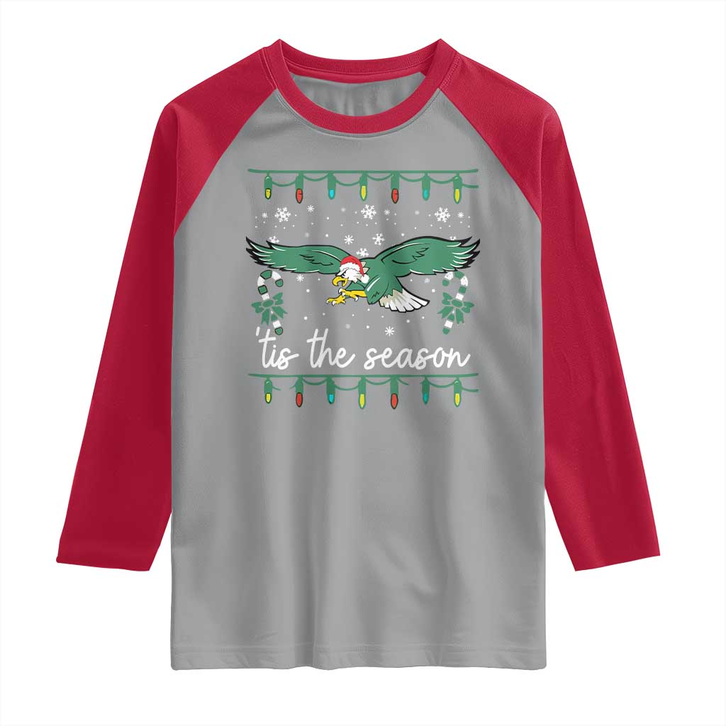 Christmas Philly Lover Raglan Shirt Tis The Season Football Lovers EF TS10 Sport Gray Red Print Your Wear