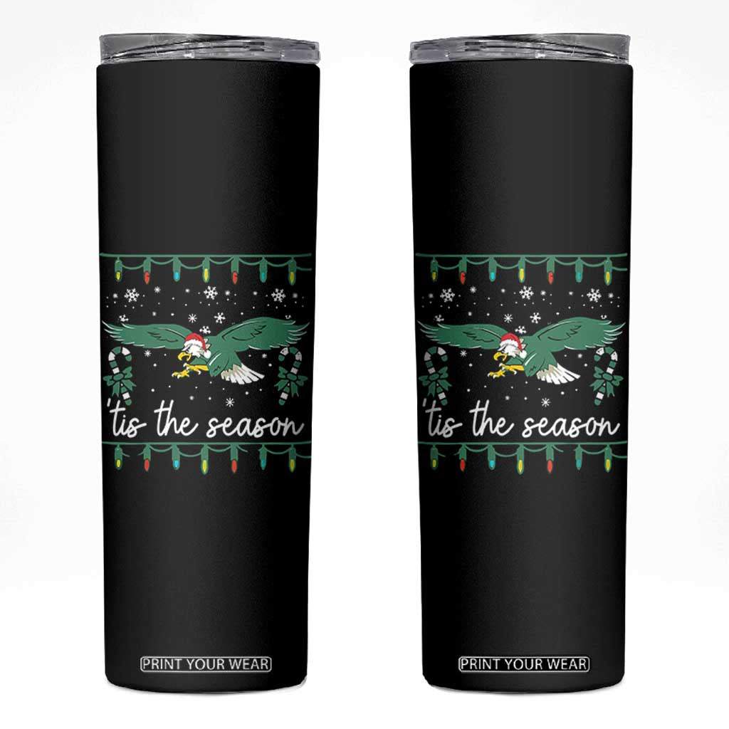 Christmas Philly Lover Skinny Tumbler Tis The Season Football Lovers EF TS10 Black Print Your Wear