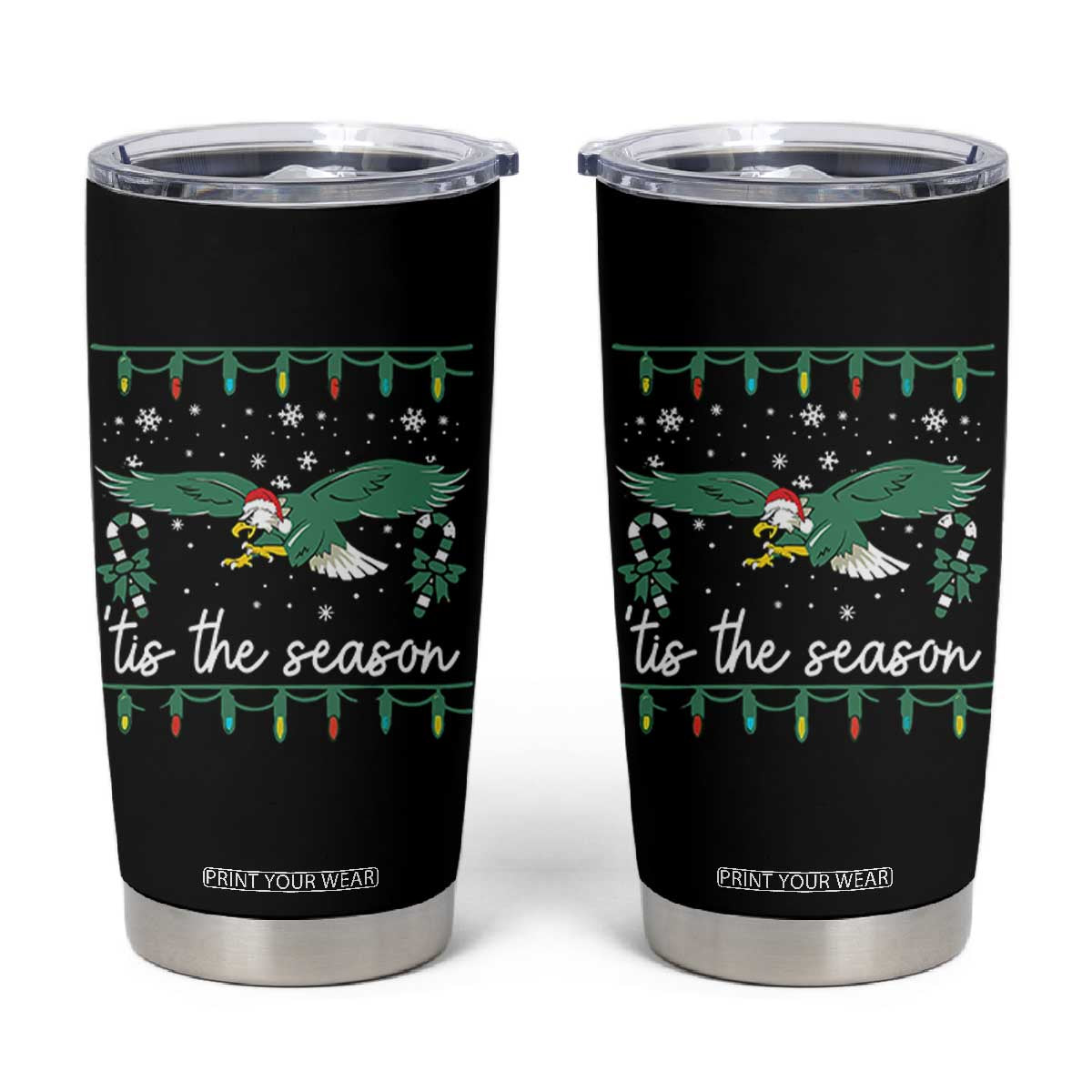 Philadelphia Christmas Tumbler Cup Tis The Season Football Philly Fan Eagle TS10 Black Print Your Wear
