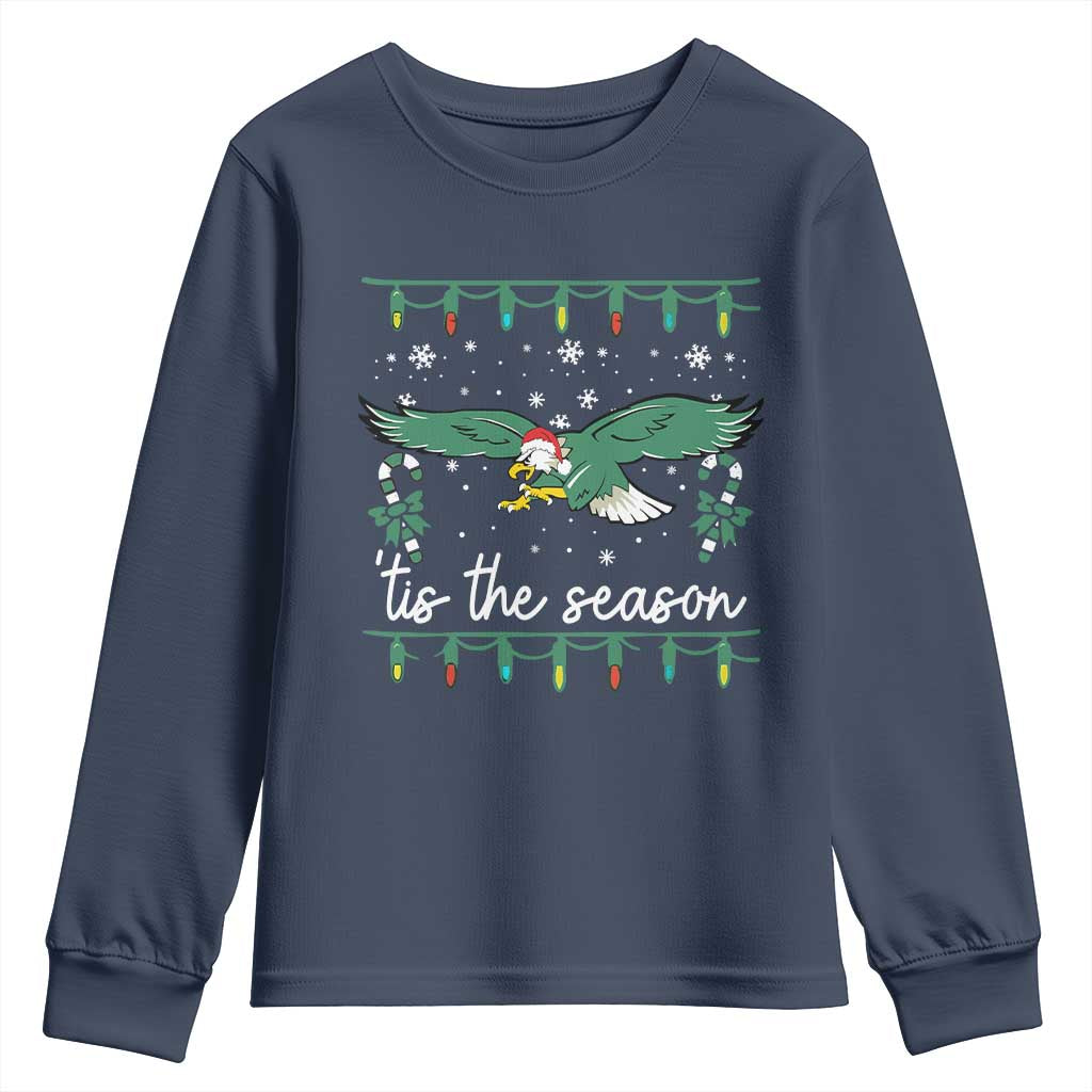 Christmas Philly Lover Youth Sweatshirt Tis The Season Football Lovers EF TS10 Navy Print Your Wear