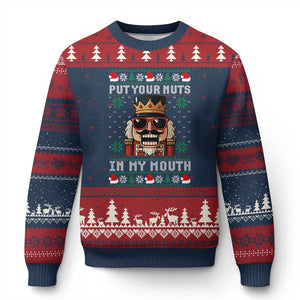 Inappropriate Xmas Ugly Christmas Sweater Funny Put Your Nuts in My Mouth Dirty Holiday TS10 Navy Red Print Your Wear