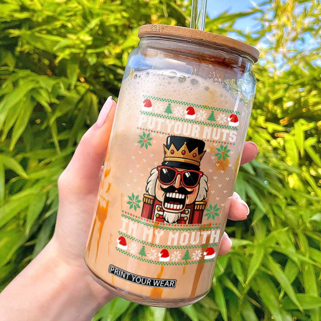 Inappropriate Christmas Glass Can Funny Put Your Nuts in My Mouth Dirty Holiday TS10 Black Print Your Wear