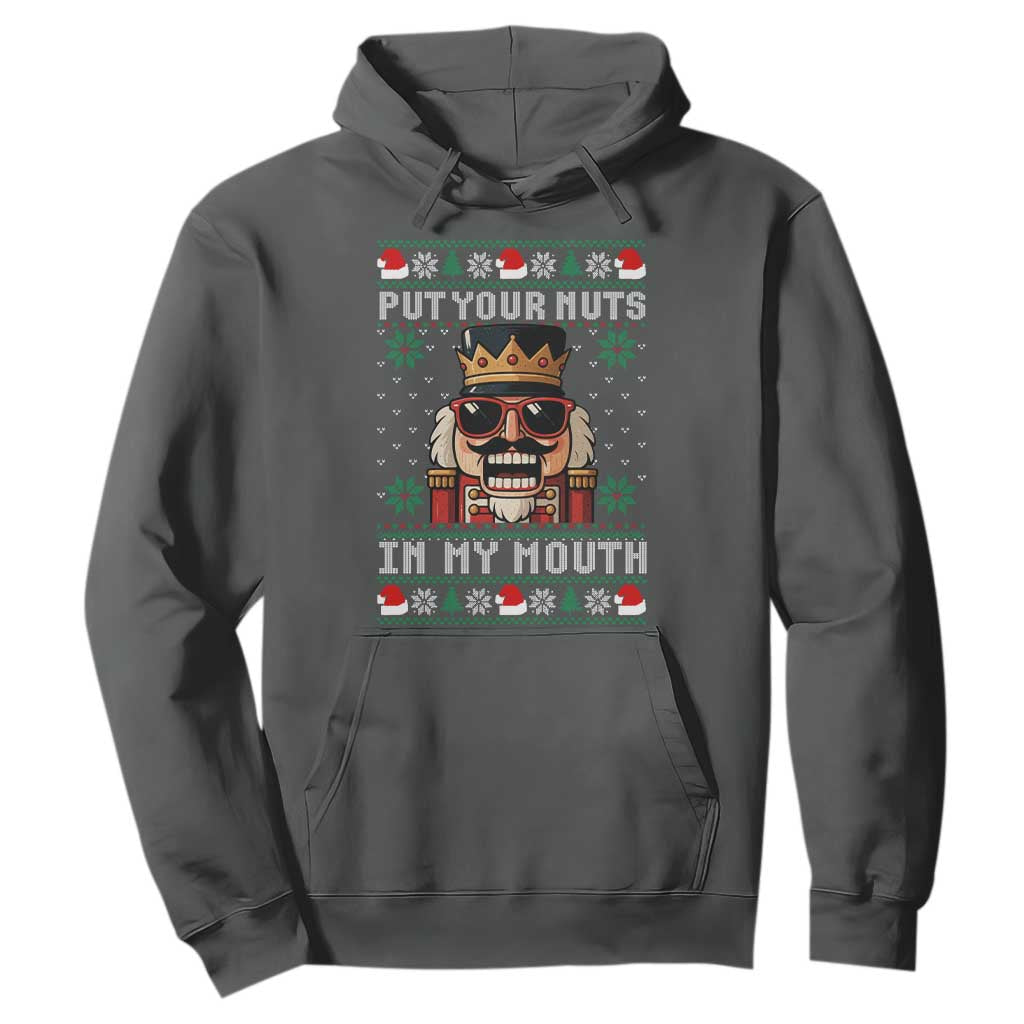 Inappropriate Christmas Hoodie Funny Put Your Nuts in My Mouth Dirty Holiday TS10 Dark Heather Print Your Wear