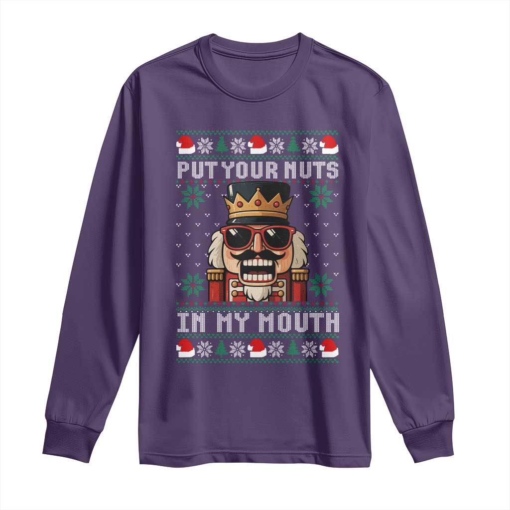 Inappropriate Christmas Long Sleeve Shirt Funny Put Your Nuts in My Mouth Dirty Holiday TS10 Purple Print Your Wear