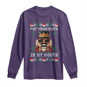 Inappropriate Christmas Long Sleeve Shirt Funny Put Your Nuts in My Mouth Dirty Holiday TS10 Purple Print Your Wear