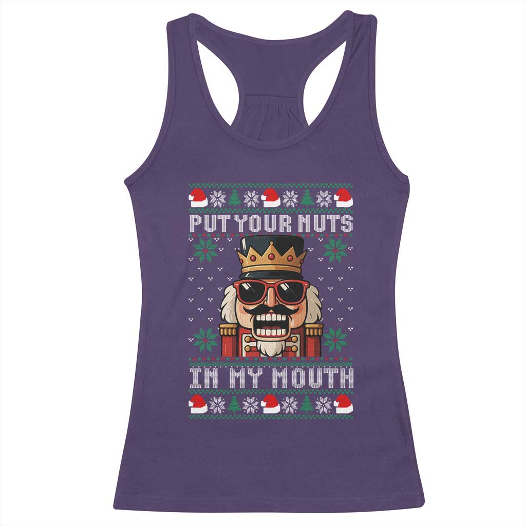 Inappropriate Christmas Racerback Tank Top Funny Put Your Nuts in My Mouth Dirty Holiday - Print Your Wear