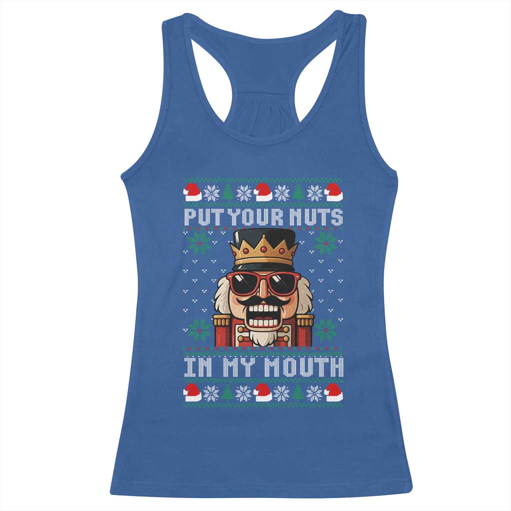 Inappropriate Christmas Racerback Tank Top Funny Put Your Nuts in My Mouth Dirty Holiday - Print Your Wear
