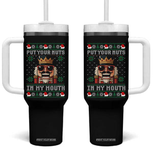 Inappropriate Christmas Tumbler With Handle Funny Put Your Nuts in My Mouth Dirty Holiday TS10 One Size: 40 oz Black Print Your Wear
