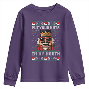 Inappropriate Christmas Youth Sweatshirt Funny Put Your Nuts in My Mouth Dirty Holiday TS10 Purple Print Your Wear