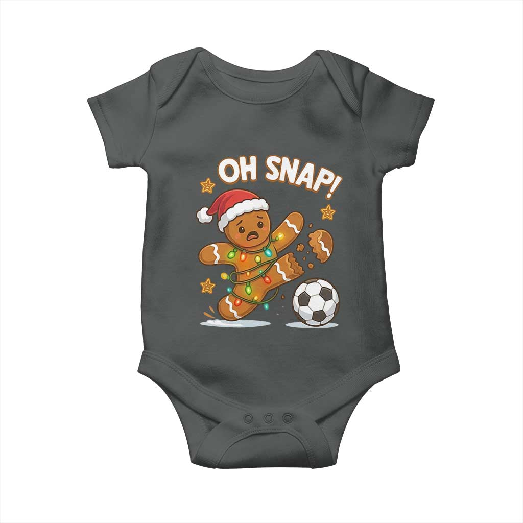 Oh Snap Gingerbreadman Christmas Soccer Baby Onesie TS10 Dark Heather Print Your Wear