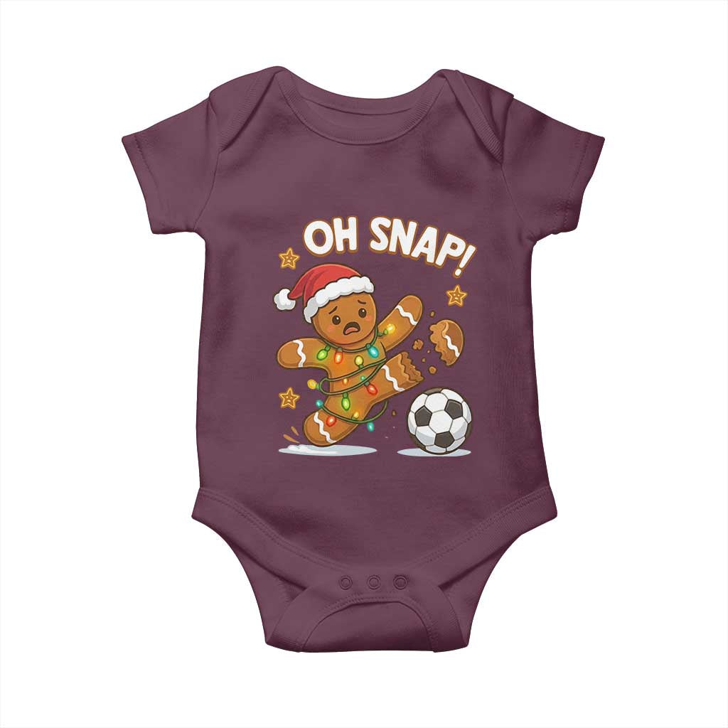 Oh Snap Gingerbreadman Christmas Soccer Baby Onesie TS10 Maroon Print Your Wear