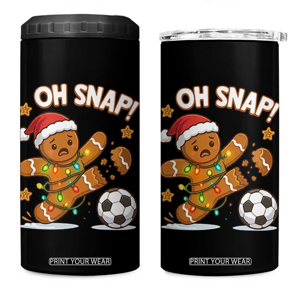 Oh Snap Gingerbreadman Christmas Soccer 4 in 1 Can Cooler Tumbler TS10 One Size: 16 oz Black Print Your Wear
