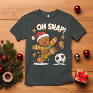Oh Snap Gingerbreadman Christmas Soccer T Shirt TS10 Dark Heather Print Your Wear