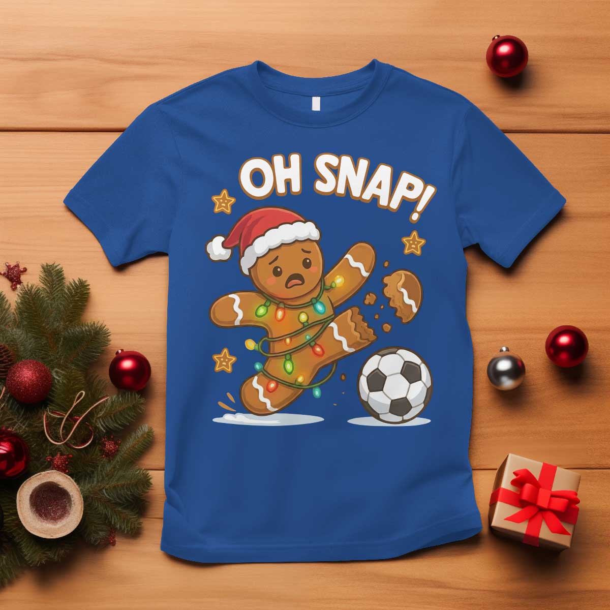 Oh Snap Gingerbreadman Christmas Soccer T Shirt TS10 Royal Blue Print Your Wear