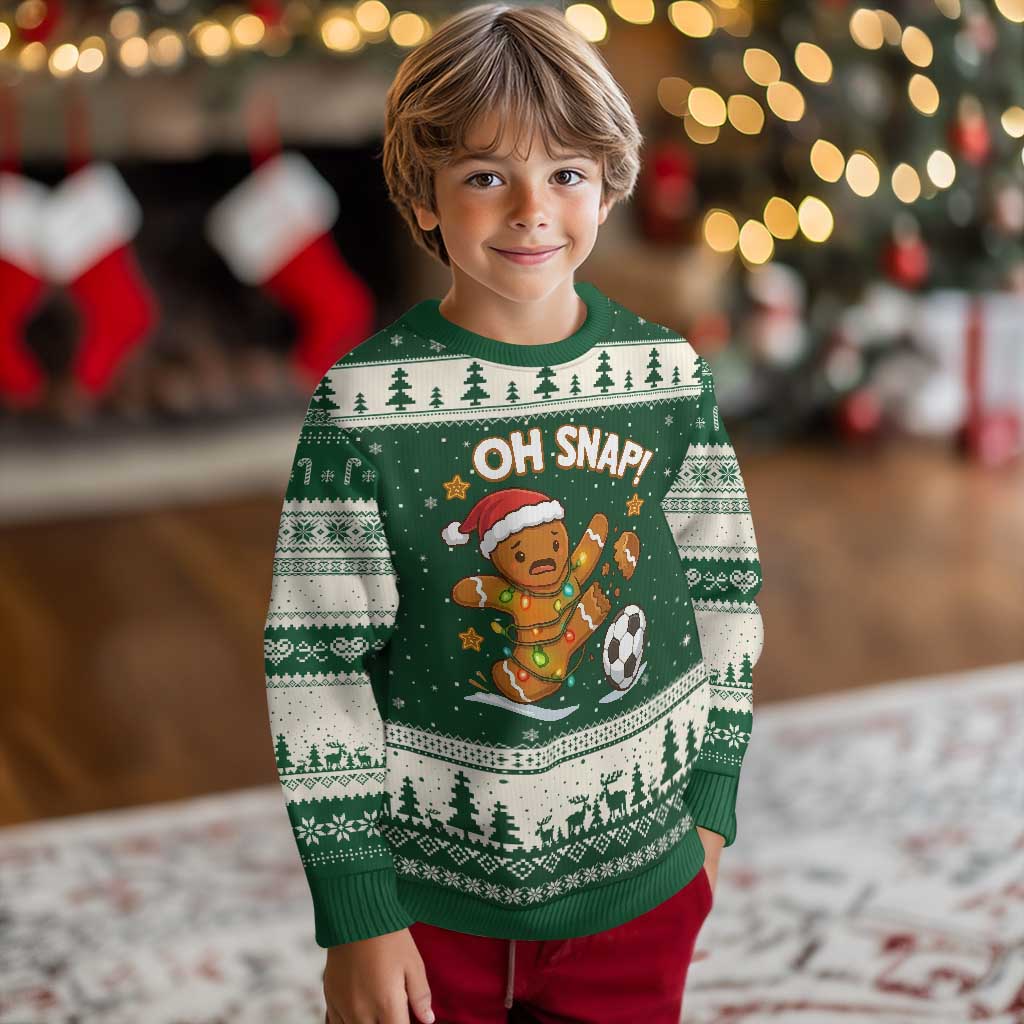 Oh Snap Gingerbreadman Xmas Soccer Ugly Christmas Sweater TS10 Forest Green Beige Print Your Wear