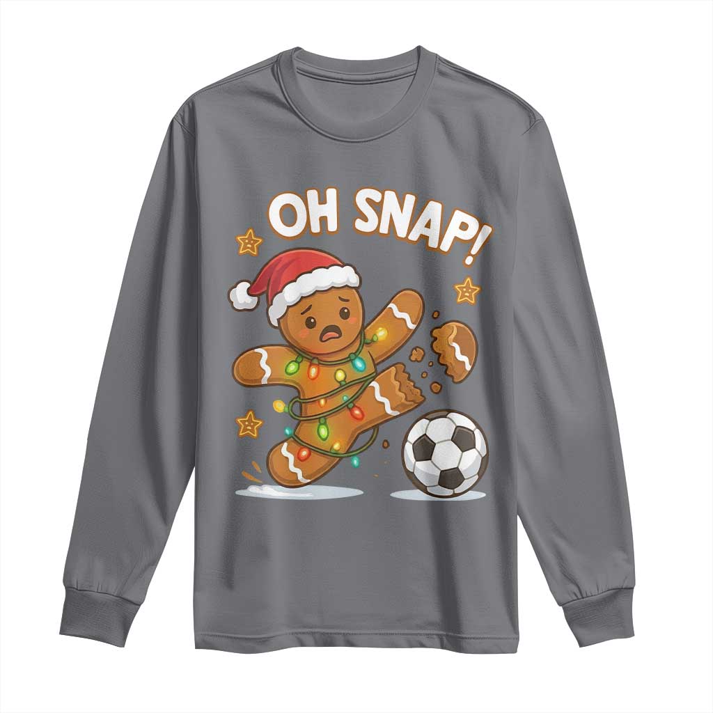 Oh Snap Gingerbreadman Christmas Soccer Long Sleeve Shirt TS10 Charcoal Print Your Wear