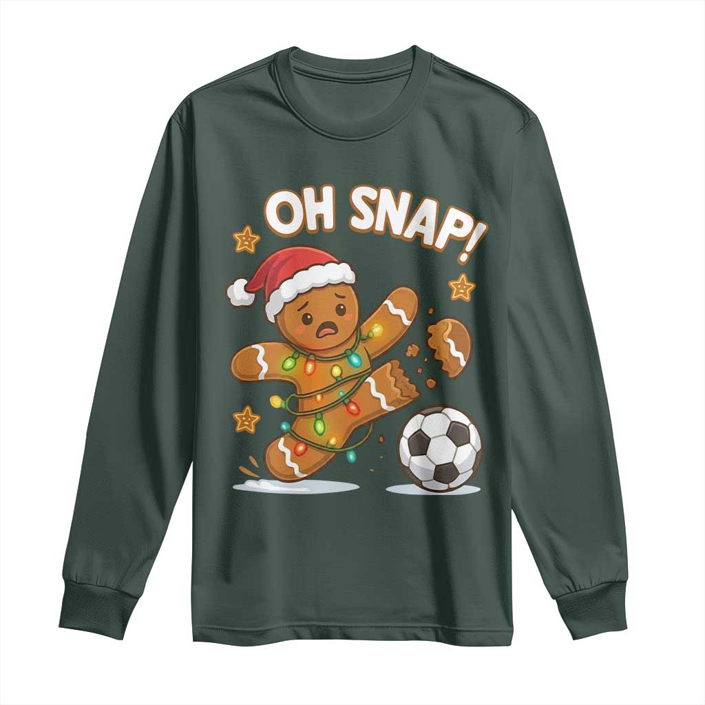 Oh Snap Gingerbreadman Christmas Soccer Long Sleeve Shirt TS10 Dark Forest Green Print Your Wear