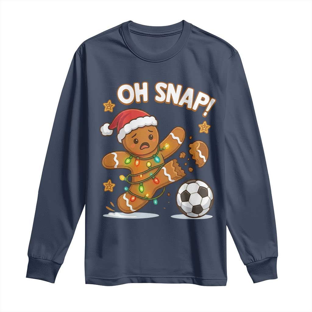Oh Snap Gingerbreadman Christmas Soccer Long Sleeve Shirt TS10 Navy Print Your Wear