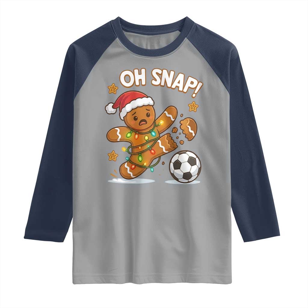 Oh Snap Gingerbreadman Christmas Soccer Raglan Shirt TS10 Sport Gray Navy Print Your Wear