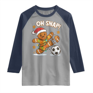 Oh Snap Gingerbreadman Christmas Soccer Raglan Shirt TS10 Sport Gray Navy Print Your Wear