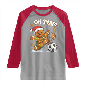 Oh Snap Gingerbreadman Christmas Soccer Raglan Shirt TS10 Sport Gray Red Print Your Wear