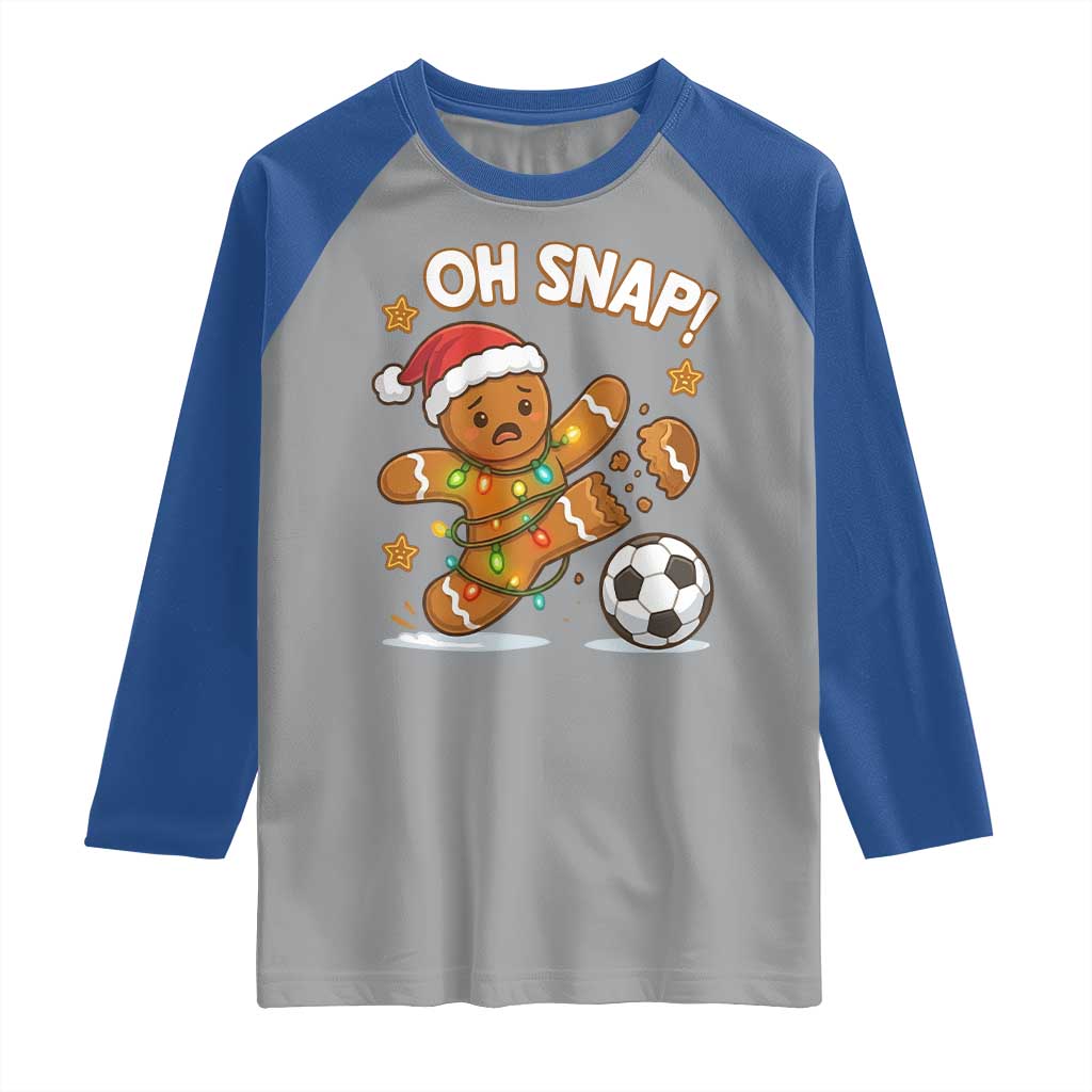 Oh Snap Gingerbreadman Christmas Soccer Raglan Shirt TS10 Sport Gray Royal Print Your Wear